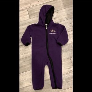 18m fleece ravens zippered bunting one piece